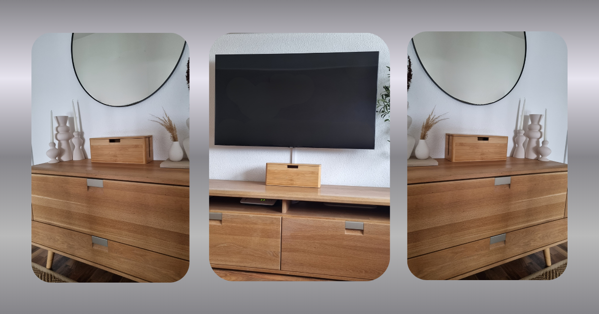 Skanoor XL Kabelbox aus Bambus – 40×14×16 cm