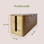 Skanoor XL Kabelbox aus Bambus – 40×14×16 cm