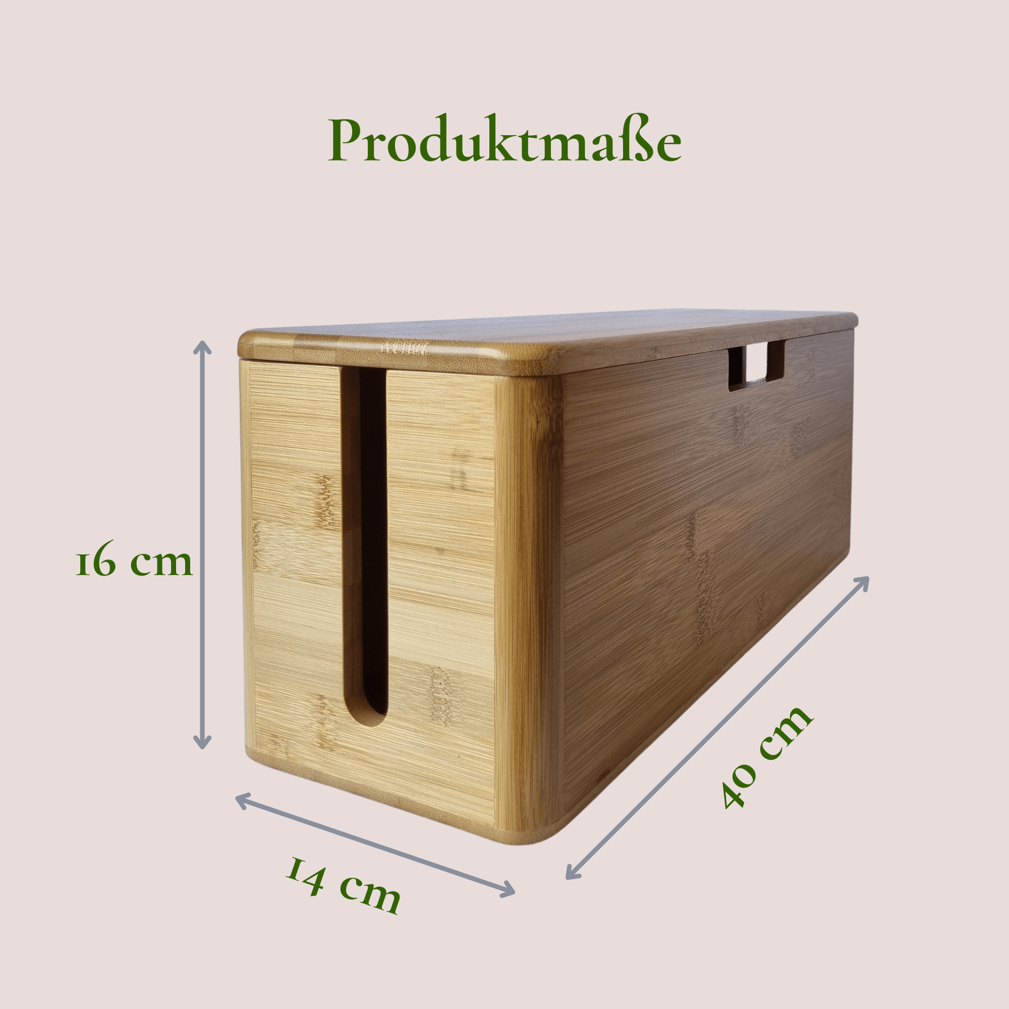 Skanoor XL Kabelbox aus Bambus – 40×14×16 cm