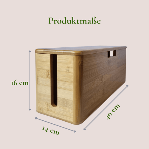 Skanoor XL Kabelbox aus Bambus – 40×14×16 cm
