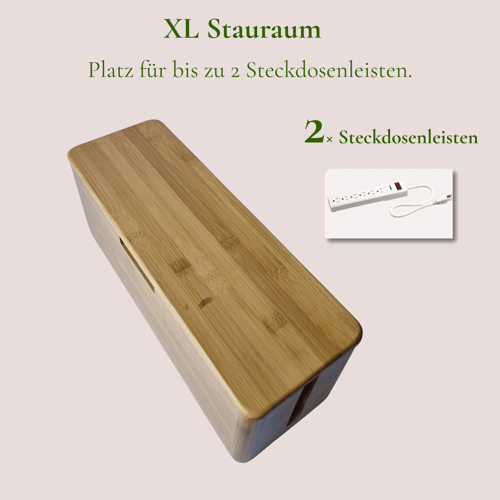Skanoor XL Kabelbox aus Bambus – 40×14×16 cm