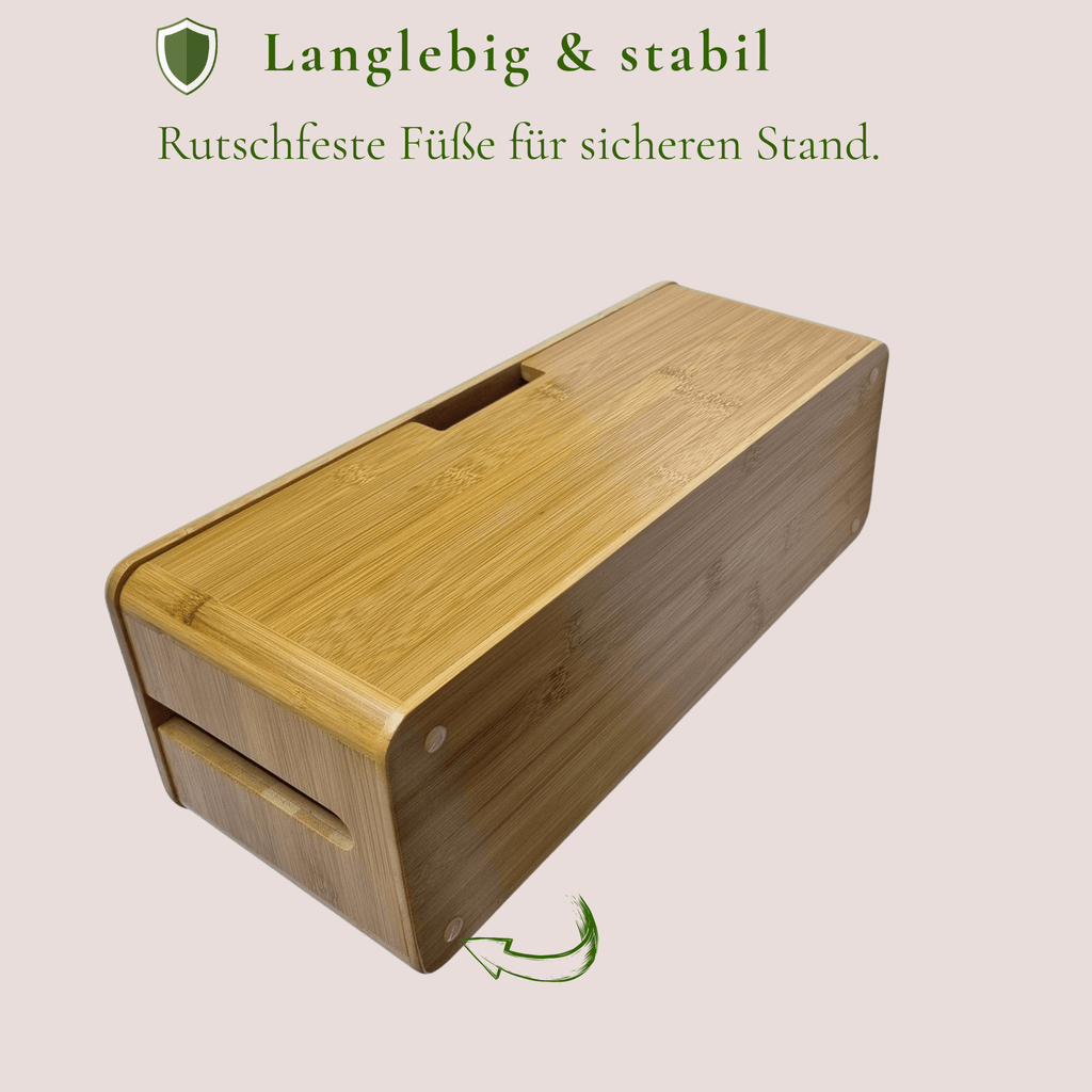 Skanoor XL Kabelbox aus Bambus – 40×14×16 cm