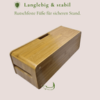 Skanoor XL Kabelbox aus Bambus – 40×14×16 cm