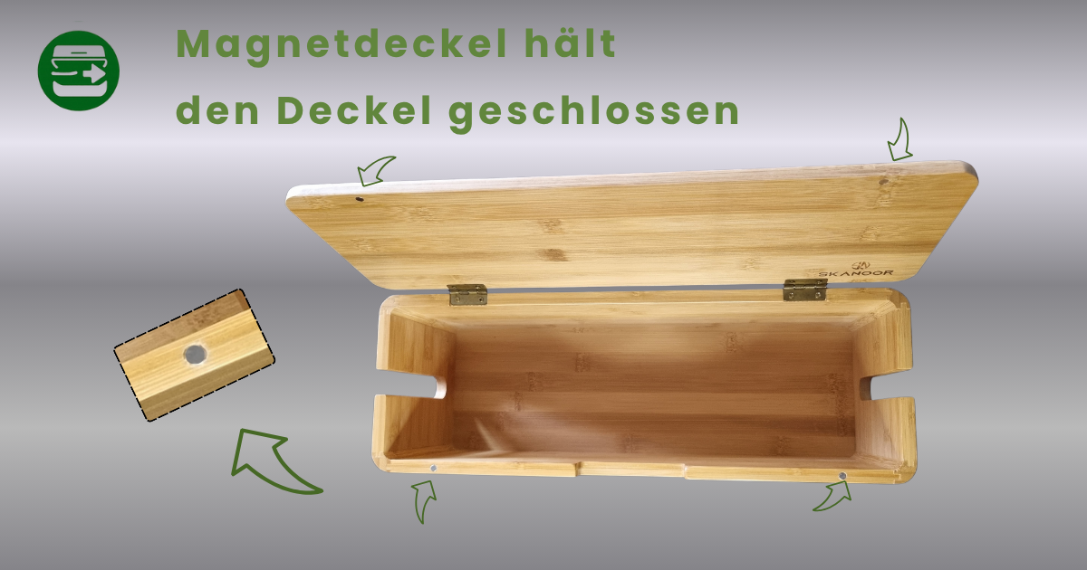 Skanoor XL Kabelbox aus Bambus – 40×14×16 cm